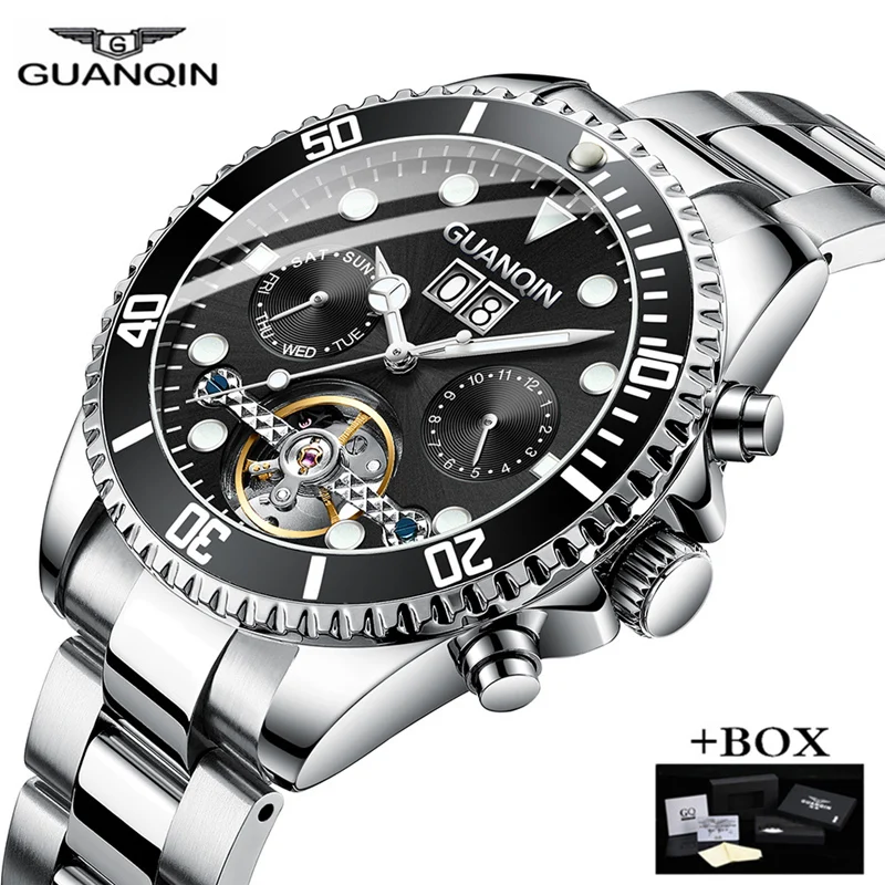 

GUANQIN Top Brand 2019 Sports Diving Tourbillon Mechanical Watch Men Automatic Luminous Clock Men Waterproof Relogio Masculino