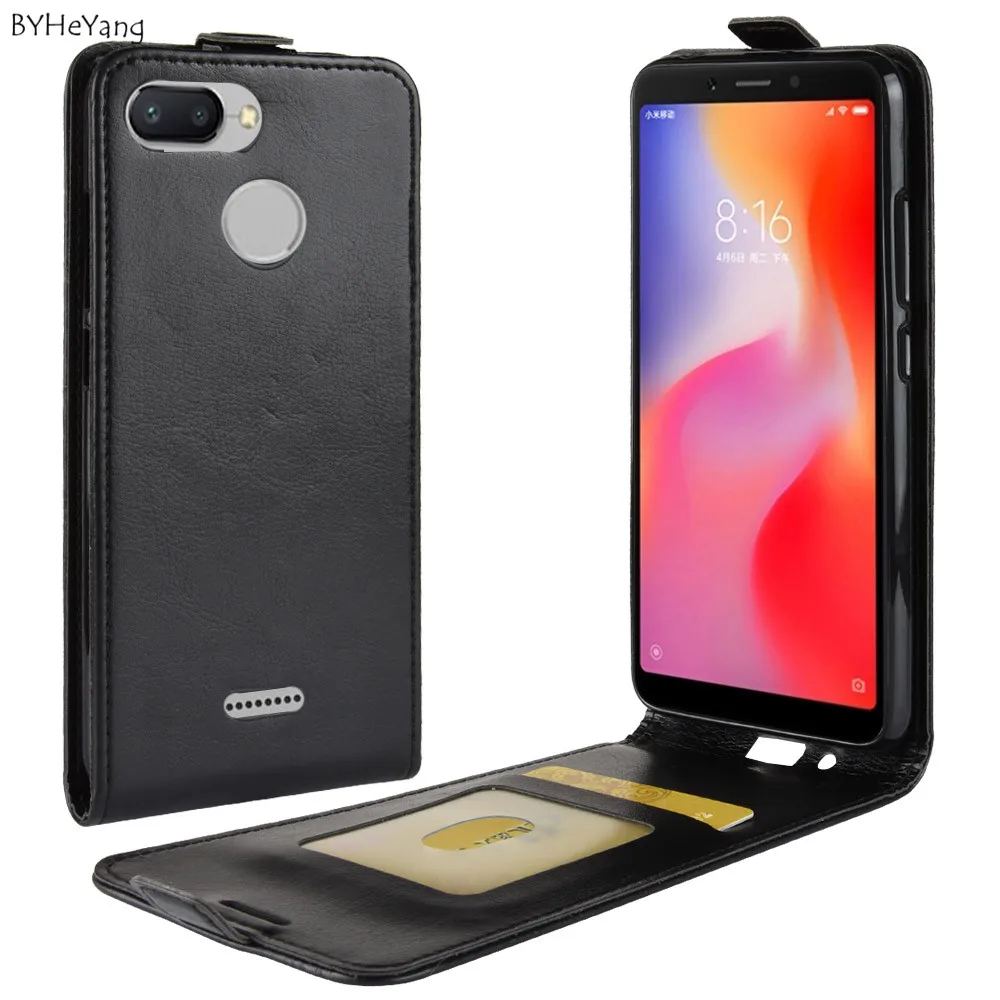 

BYHeYang Luxury PU Leather Flip Case For Xiaomi Redmi 6 Case Cell Phone Shell Back Cover On redmi 6 redmi6 With Card Holder bags
