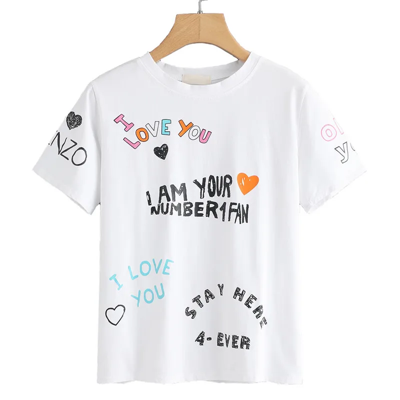 NAFMI Slogan Print Tee 2018 лето мультфильм письмо опрятный Топы Для женщин Белый шею