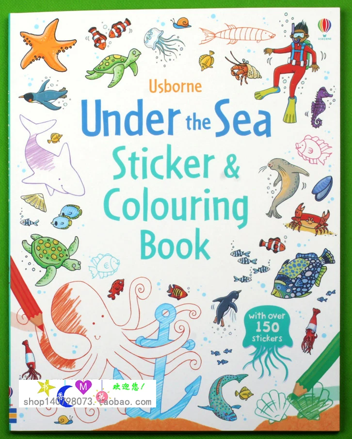 Di bawah Laut buku mewarnai antistress untuk anak anak dewasa menghilangkan stres lukisan menggambar English Buku Stiker