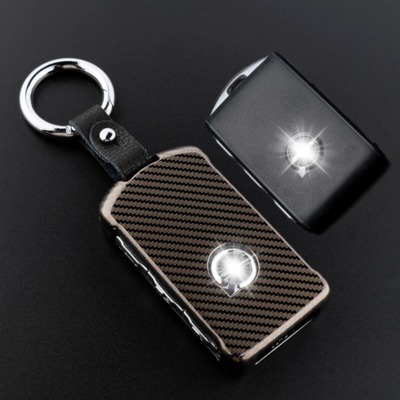 

1Set Zinc Alloy+Leather keychain Car Key Protecting Shell Key Covers Case Fob For 2018 Volvo XC90 S90 V90 Accessory Car-Sty