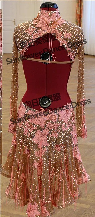 Платье для латинских танцев Одежда для бальных танцев сальса танцевальный костюм для соревнований Одежда для танцев платье Подсолнух для танцев