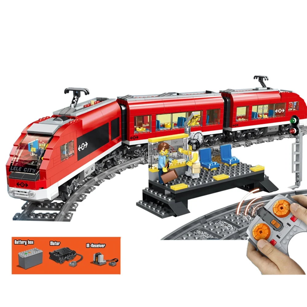 

28032 763pcs city rc remote control motor control passenger train 2 figures building blocks 7938 Bricks Toy