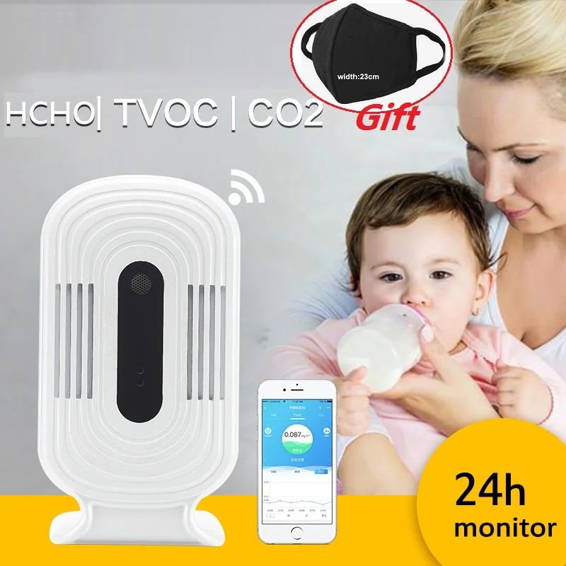 

WIFI PM2.5 HCHO TVOC CO2 Thermometer Hygrometer Carbon Dioxide Monitor Smart for Gas Detector Formaldehyde Air Quality Analyzer