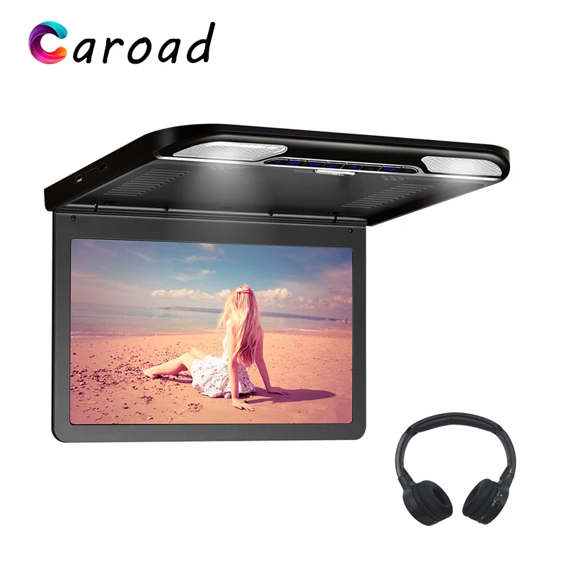 

Caroad 13.3 Inch Car Ceiling Monitor Roof Mount MP5 Player 1920x1080 Flip Down Screen HDMI/USB/SD/IR/FM Transmitter/Speaker