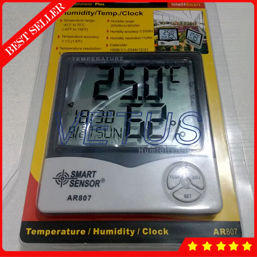 

AR807 Digital Hygrometer Thermometer termometer Humidity Temperature Meter tester W/ Calendar & Clock Alarm Weather Station