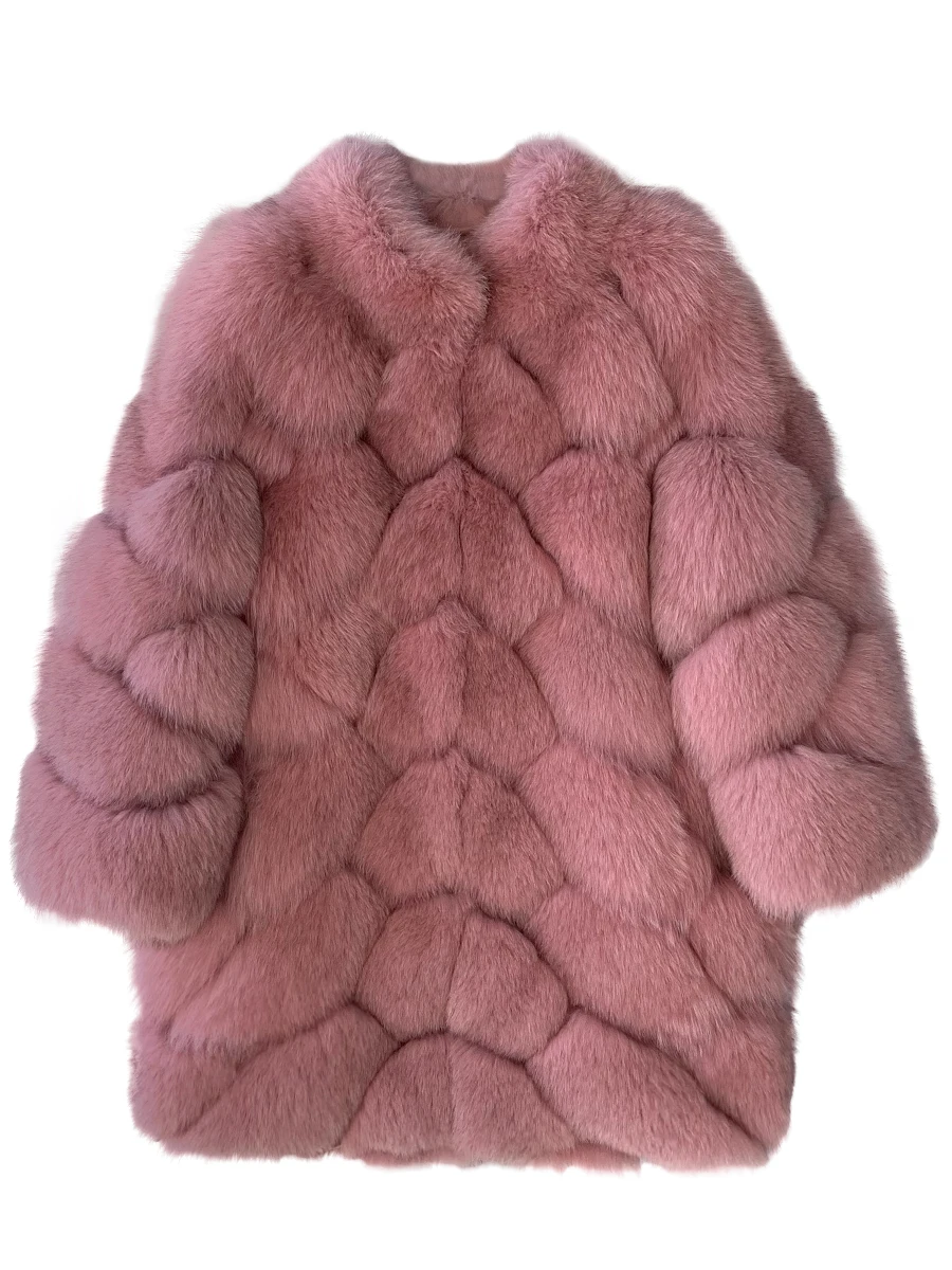 Maylofuer Women New Real Fox Fur Coat Natural and Genuine Fox Fur Jacket for Woman Winter Fashion Fur Coats Overcoat Outwear