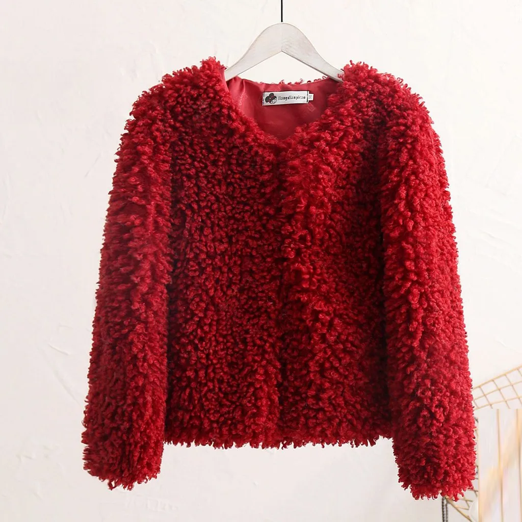 Sweater Women Fashion Sweater Autumn Winter Plus Velvet Solid Color O- Neck Thickening Short Coat Outwear Sweater