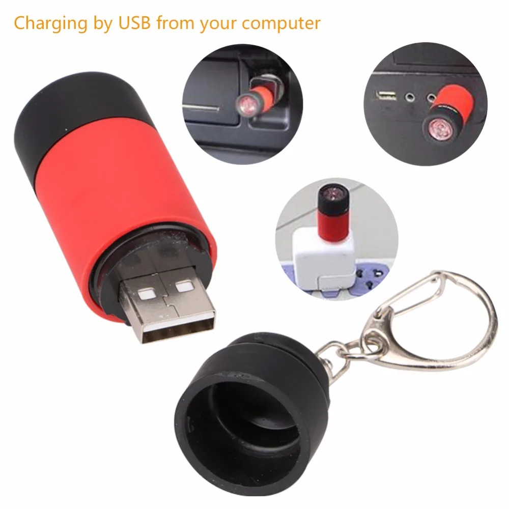 5 цветов USB флэш-светильник ультра яркий мини USB Перезаряжаемый светодиодный светильник фонарь брелок светодиодный светильник