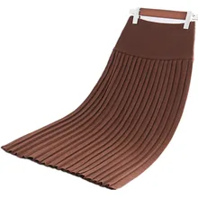 Зимняя эластичная плиссированная трикотажная юбка с высокой талией и эластичным поясом для женщин, винтажные женские юбки, вязаные синие юбки