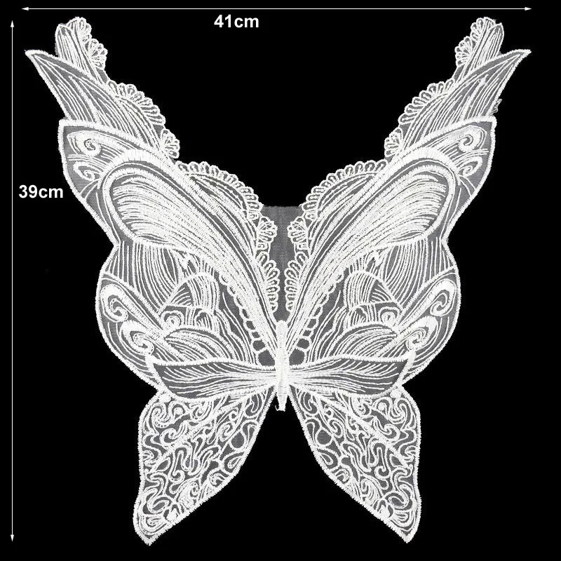 Белая бабочка вышитые кружева декольте Воротник отделка шеи аппликация для одежды, платья Швейные принадлежности аксессуары для рукоделия BW138