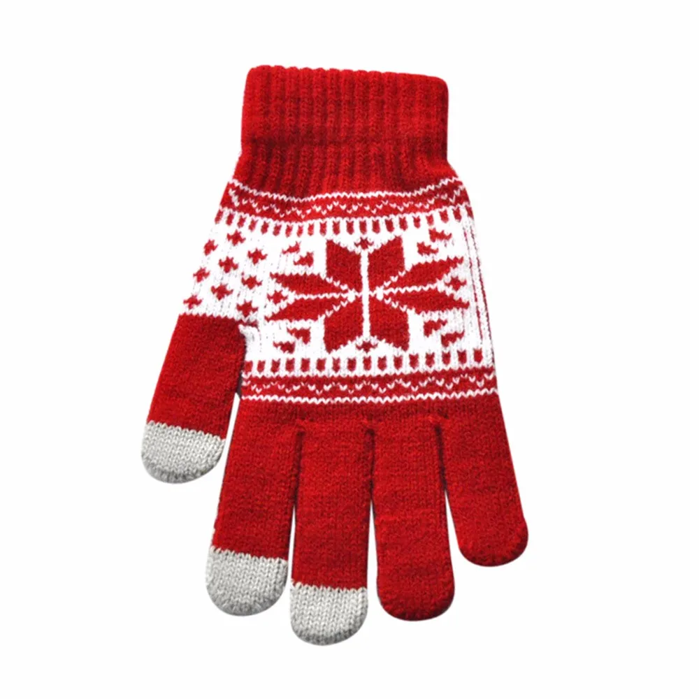 Мужские и женские зимние перчатки с рисунком снега, шерстяные вязаные мягкие перчатки, зимние перчатки на полный палец, подарок для мужчин и женщин, перчатки для женщин, Новинка