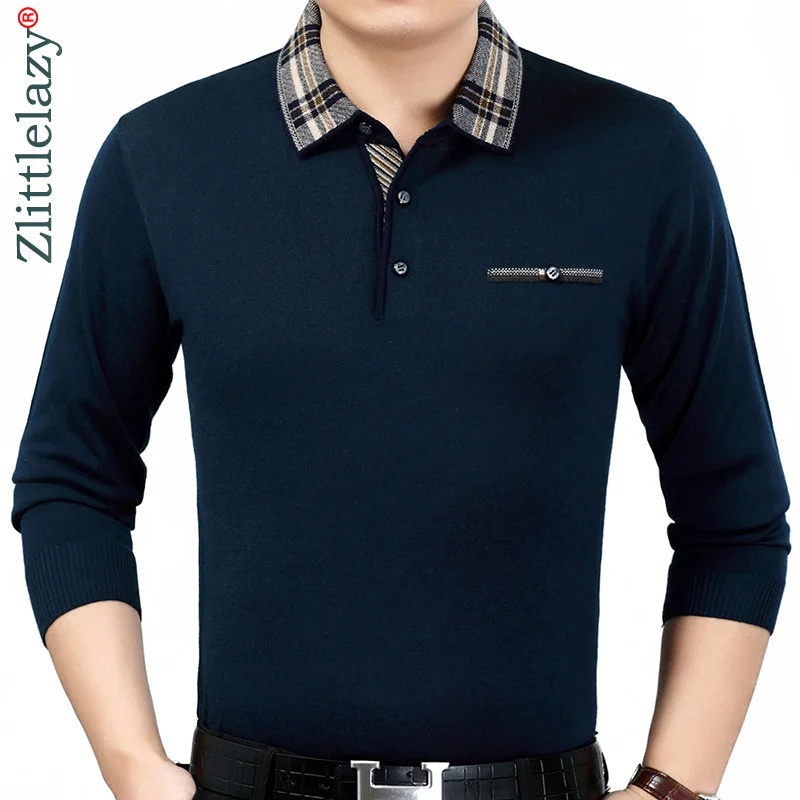 

2019 brand casual spring solid long sleeve polo shirt men poloshirt jersey pocket mens polos tee shirts dress fashions 201923