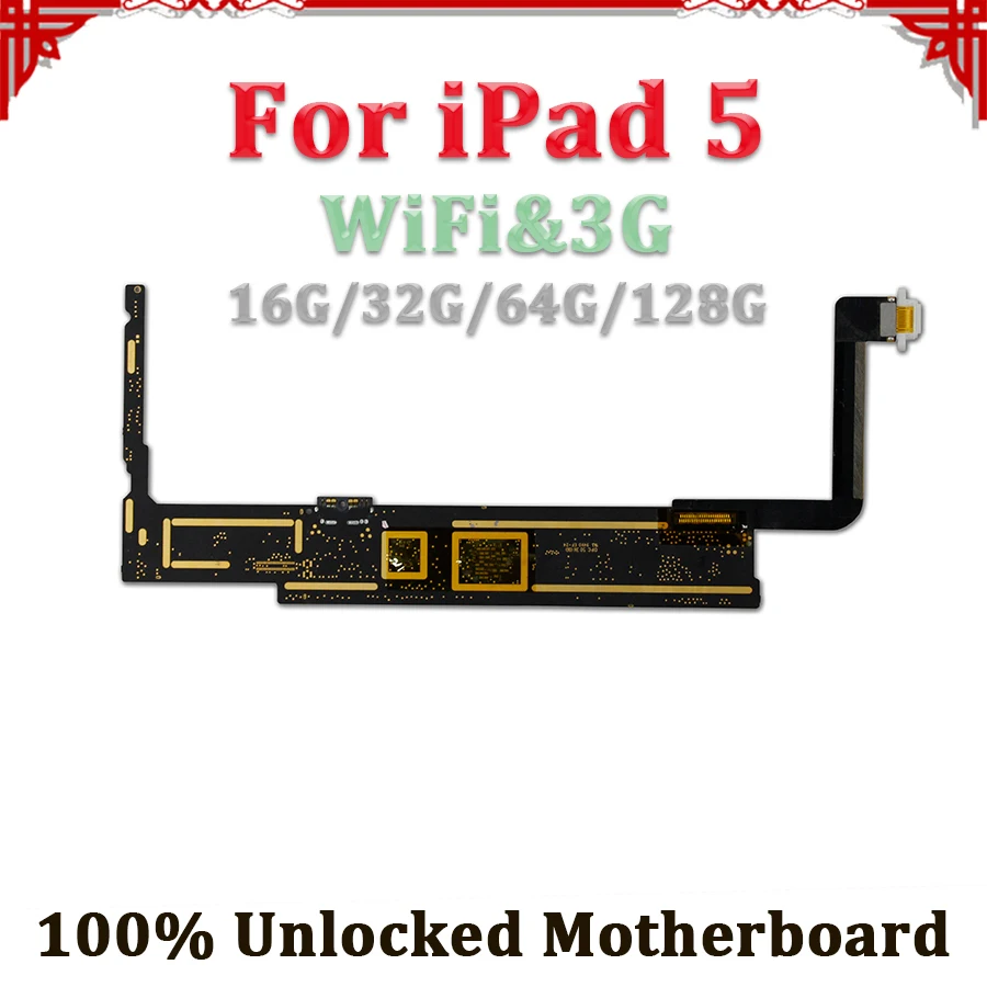 

Original unlocked for Ipad 5 Logic Boards Wifi + Cellular Version for Ipad Air 1 Motherboard 16G/32G/64G/128G with IOS System