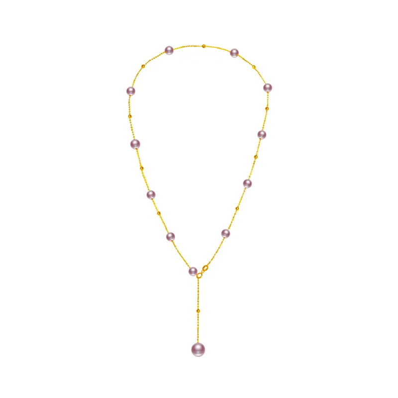 purple pearl YS жемчужное ожерелье 18 К из чистого золота Au750 с натуральным культивированным пресноводным жемчугом, ожерелье с цепочкой для женщин и девушек, качественное ювелирное изделие - Цвет камня: purple pearl