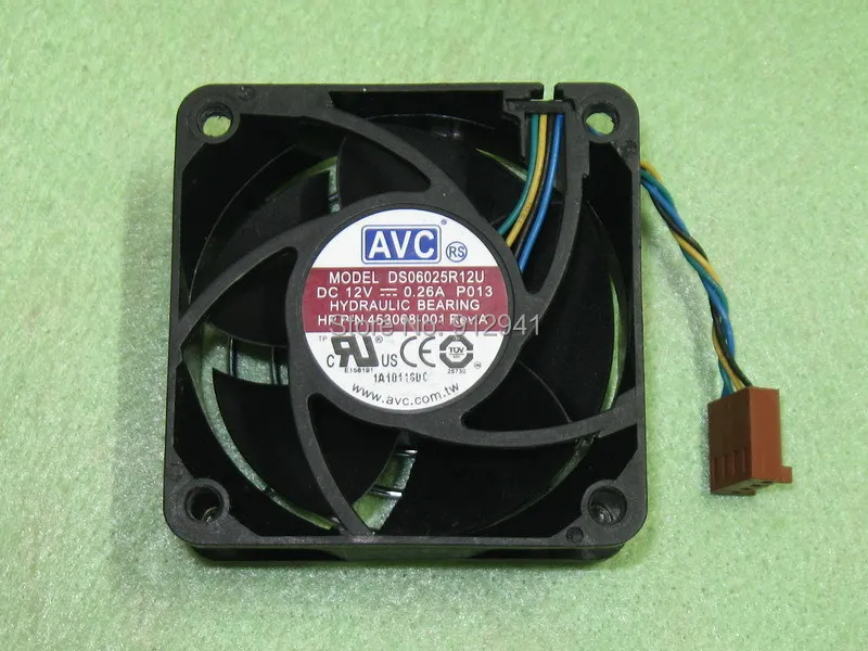 

AVC DS06025R12U 453068-001 6025 60mm x 25mm Hydraulic Bearing PWM Cooler Cooling Fan 12V 0.26A 4Wire 4Pin for HP DC7800 DC7900