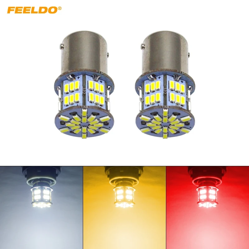 

FEELDO 10Pcs DC12V 1156 BA15S/P21W 3014 Chip 54LED Car Turn LED Lamp Signal LED Light Tail LED Bulb White/Red/Yellow