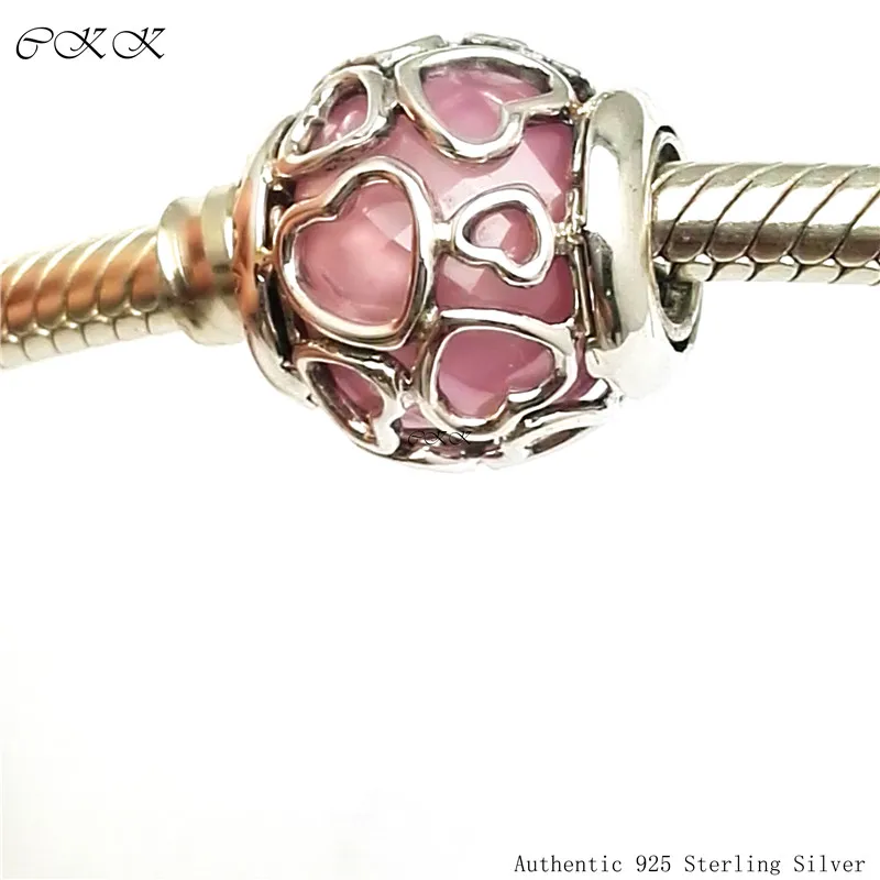 

Encased in Love Beads 100% 925 Sterling Silver Light Pink Cz Charm Fit Bracelets DIY Fine Jewelry PF568A