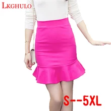 Flash 5XL бандаж большого размера юбка-годе Мода рюшами тонкий мини Высокая талия тонкий бедра Bodycon Сексуальная Женская юбка A481