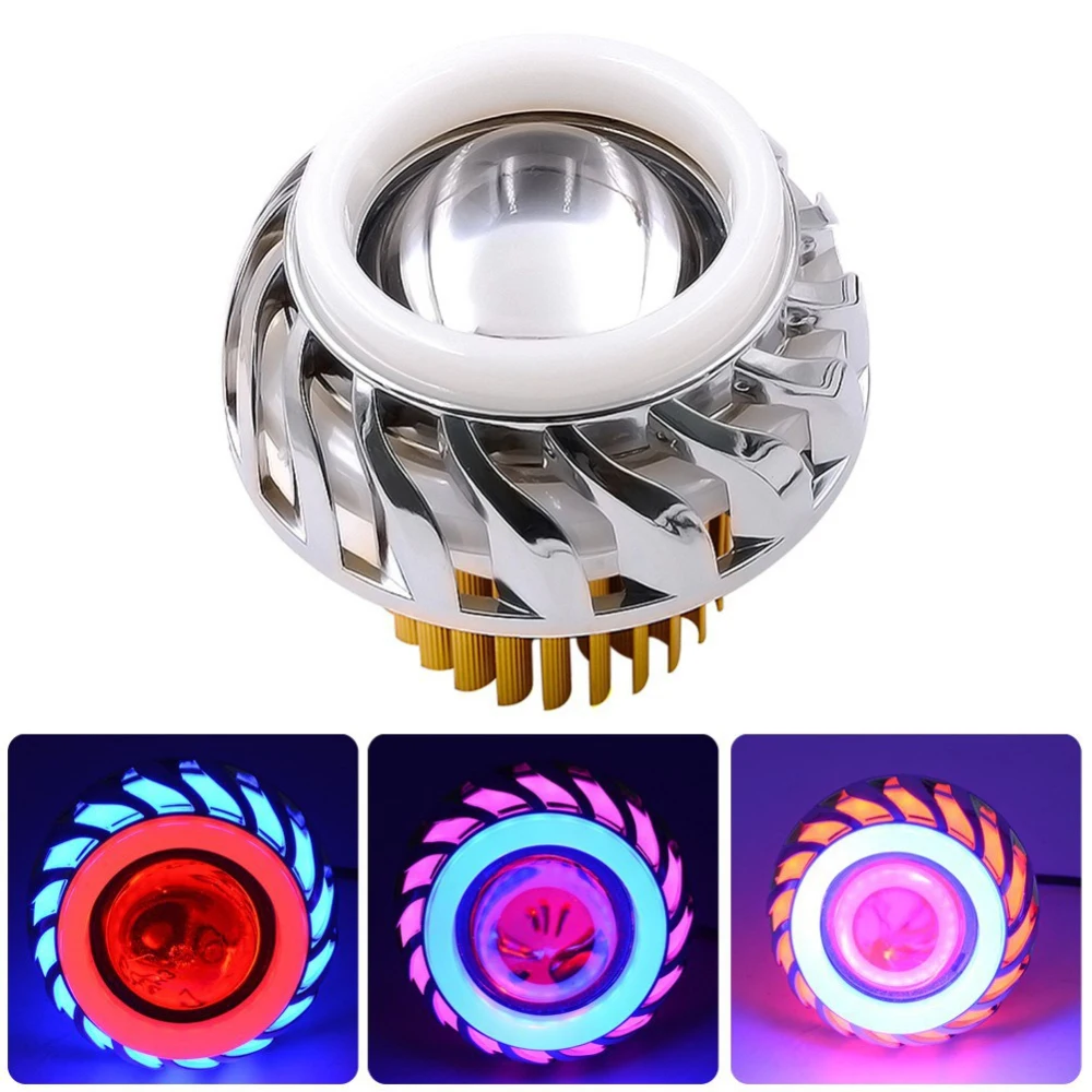 

Helical Circle Dual Lens Angel Eye Devil Eye Motorcycle LED Headlight For Car Retrofit DIY W/ Daytime Running Lights 2.5'' H4 H7