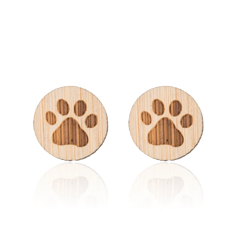 Pet Paw Wood Earrings