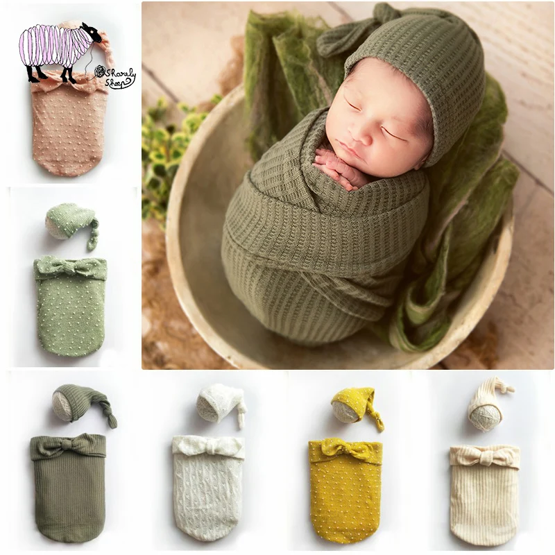 Newborn Baby Photography Hat+Wraps Props Infant bebe foto Shooting