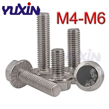 

50/20Pcs GB5787 M4 M5 M6*L Stainless Steel A2-70 SUS304 Flange Bolt Flange Screws Outer Six Angle Bolts