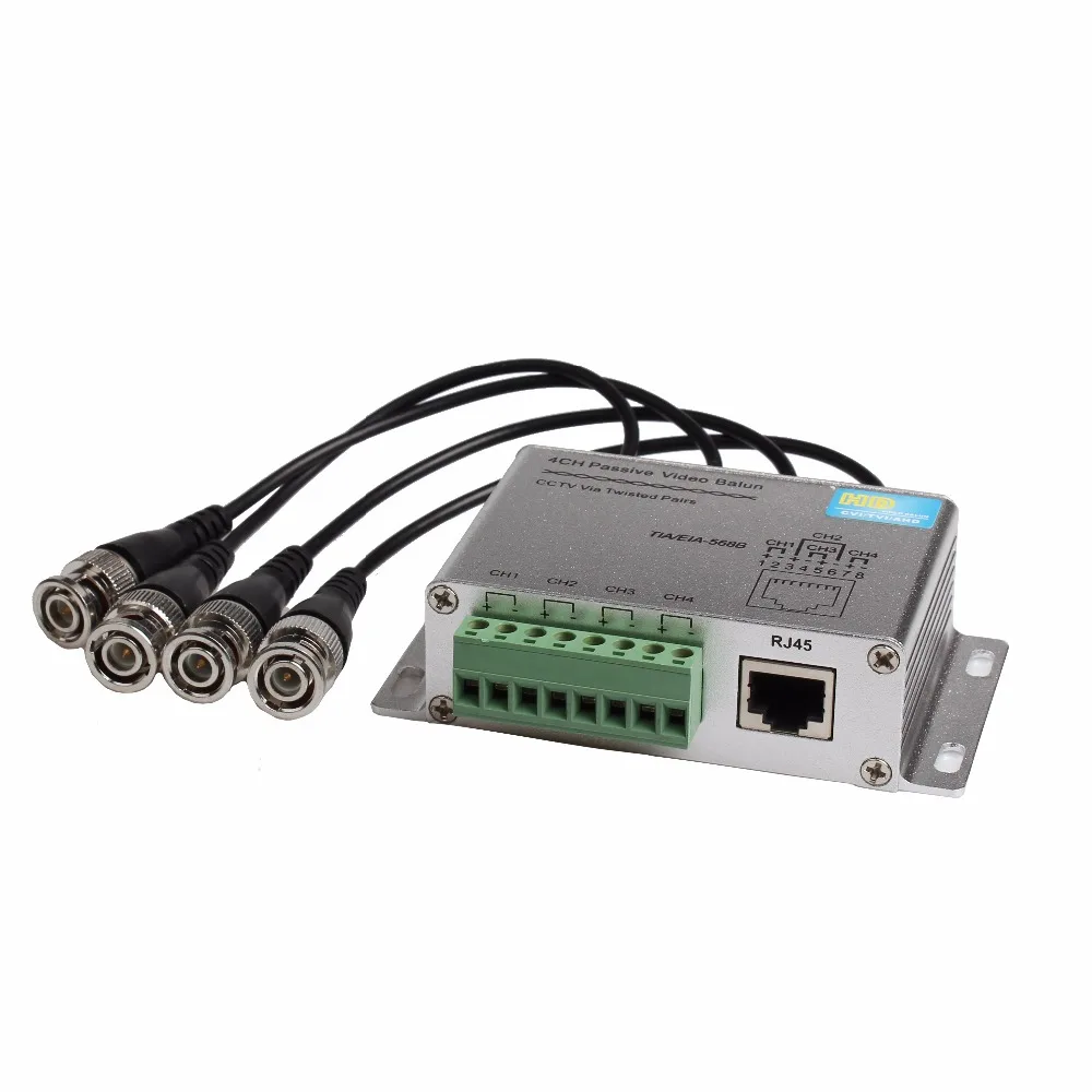 

BESDER 4Channel Active Passive Video Balun ROHS Transmitter Receiver 4CH UTP Cat5 RJ45 Support 720P/1080P HDCVI/AHD/TVI Camera