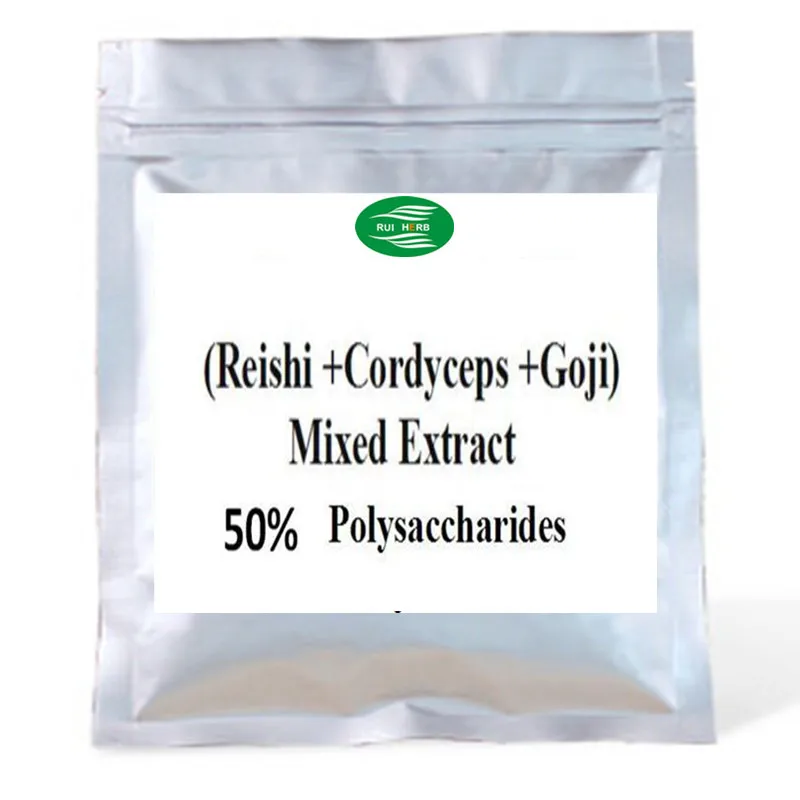 Cordyceps + Reishi + Goji Polissacarídeos em pó Grama Extrato Misto Frete Grátis 200-500 50% 3 300-1000 grama (cordyceps + reishi + goji)