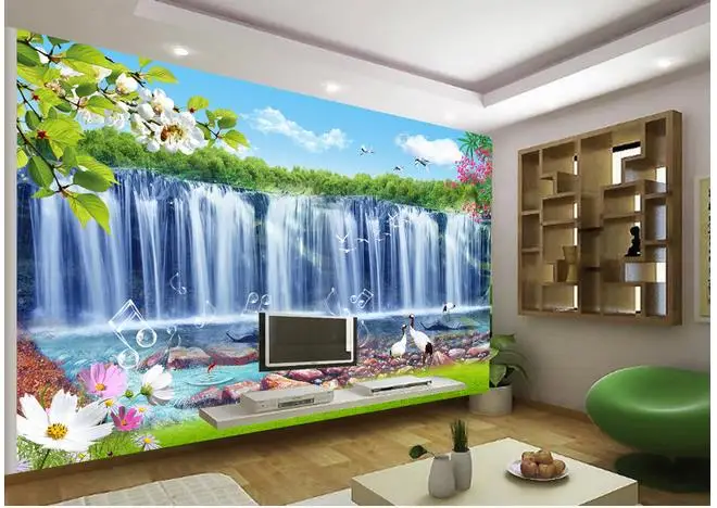 

Waterfall, water, wealth, landscape, TV background, wall decoration