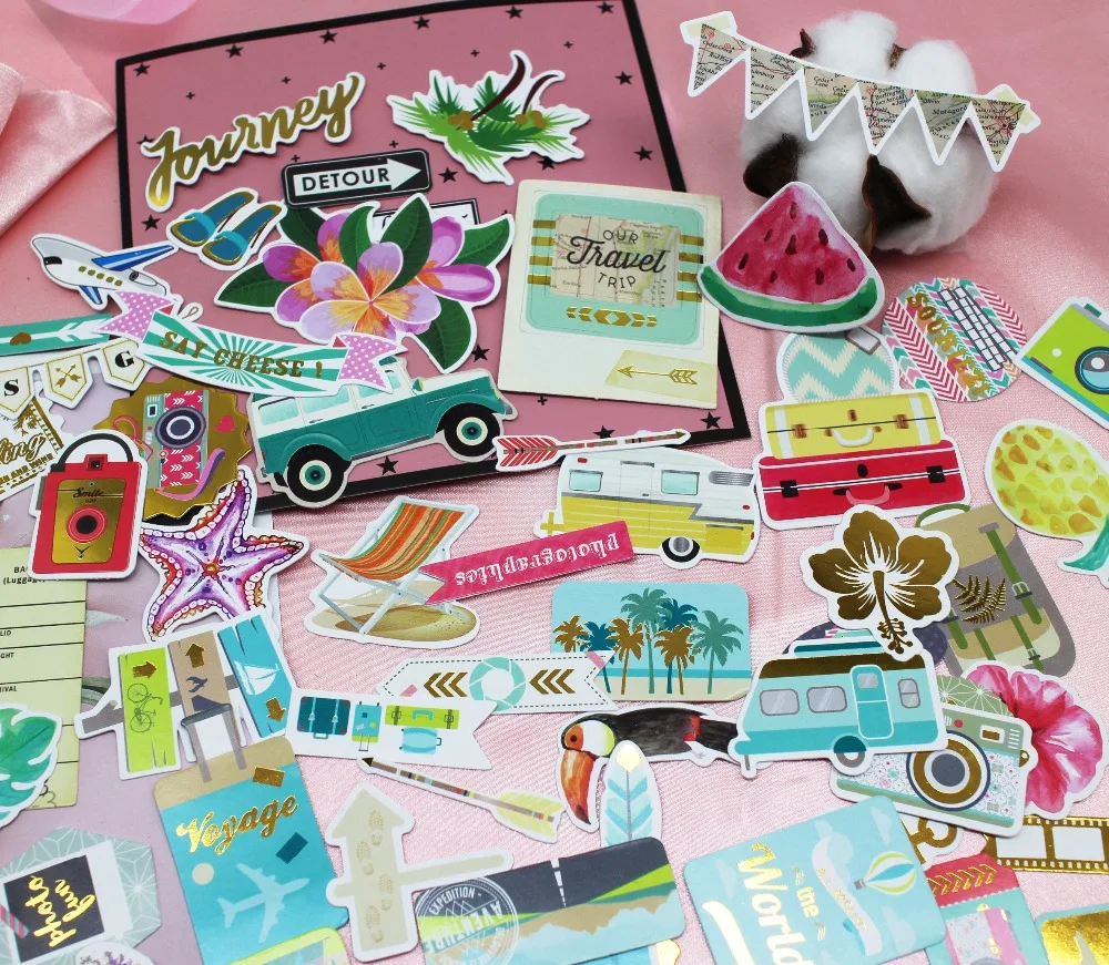 

72pcs stickers Travel/arrow Handmade Cardstock Die Cut Stickers for Scrapbooking Happy Planner/Card Making/Journaling Project