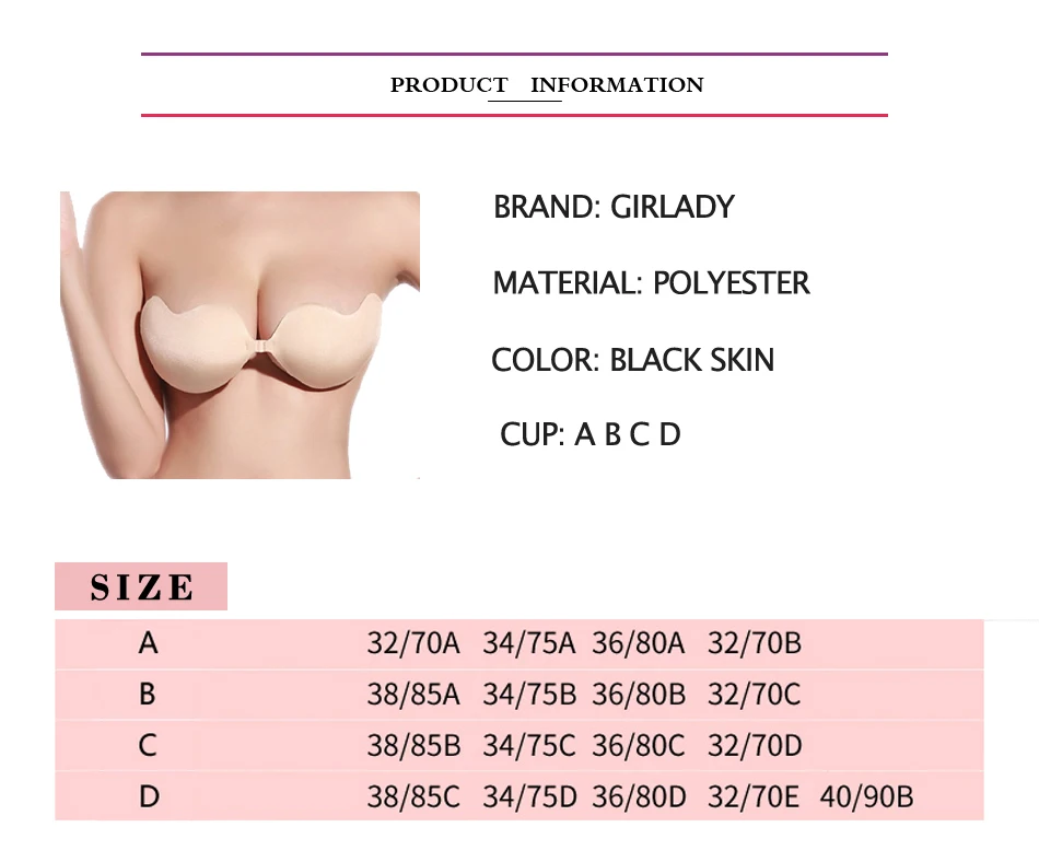 GIRLADY Sexy Breast Petals Invisible Strapless Bra Ladies Adhesive Silicone Bra Black Backless Push Up Bra Women Light Cozy New 9