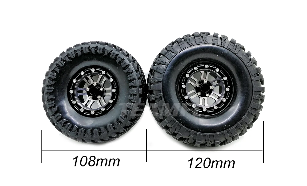4 шт. 108 мм 120 мм Металл 1,9 дюйма обод колеса и Резина 1," шины для 1/10 RC Гусеничный осевой SCX10 90046 Tamiya CC01 D90 D110 S290