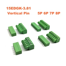 

100pcs Pitch 3.81mm Screw Plug-in PCB Terminal Block Pluggable Connector 15EDGK VC 5P 6P 7P 8P Vertical Pin Male/Female