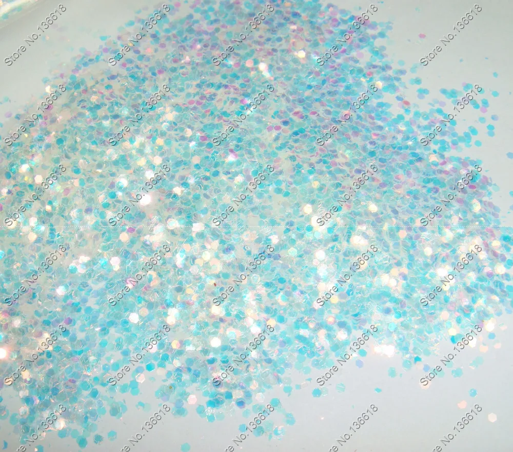 

50g/bag x 1mm(1/24")White with Blue Tints Dazzling Hexagon Glitter Paillette Spangles Shape for Nail Art Decoration&Craft Gifts