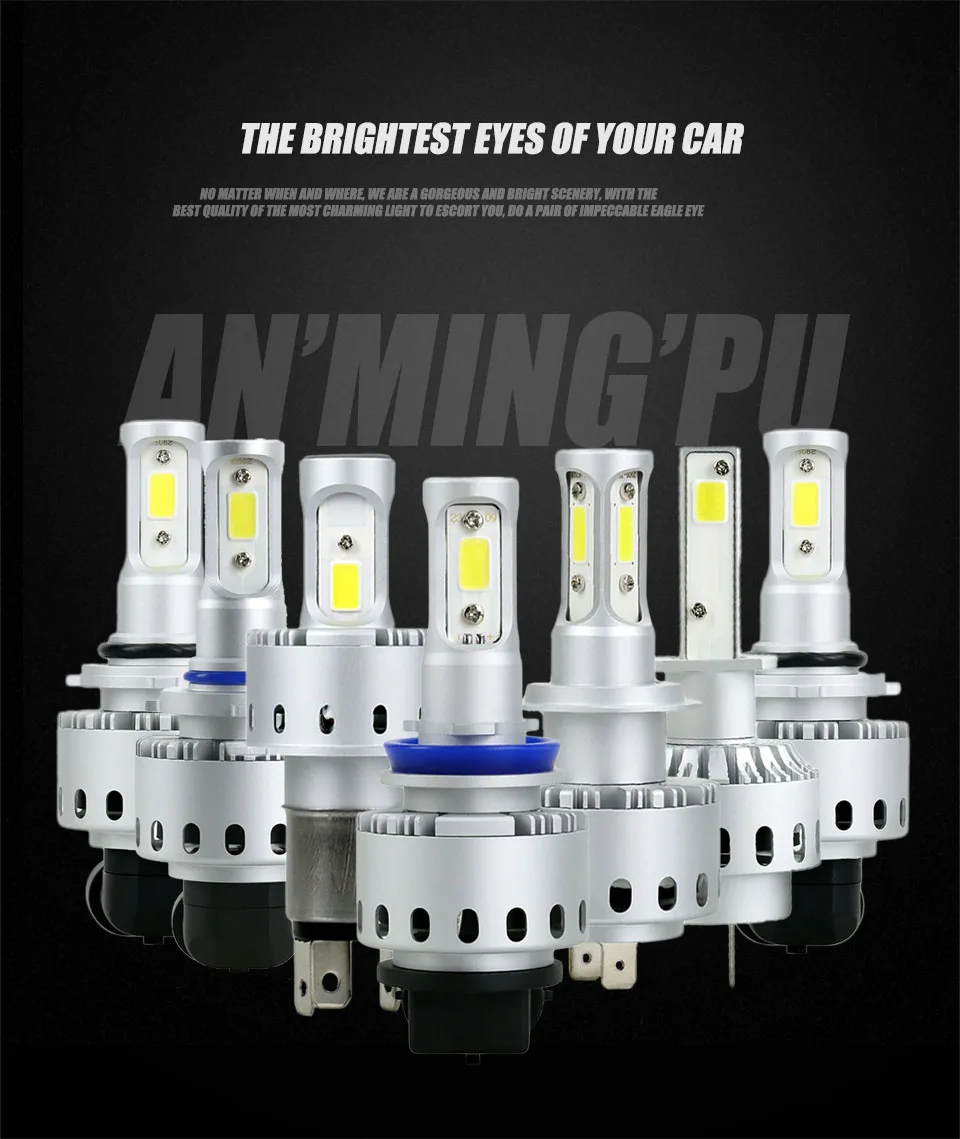ANMINGPU Car Light H4 H7 LED H8H11 HB39005 HB49006 LED Lamp H1 9012 H13 90W 12000lm Auto Bulb Headlamp 6500K Headlight Bulbs  (1)