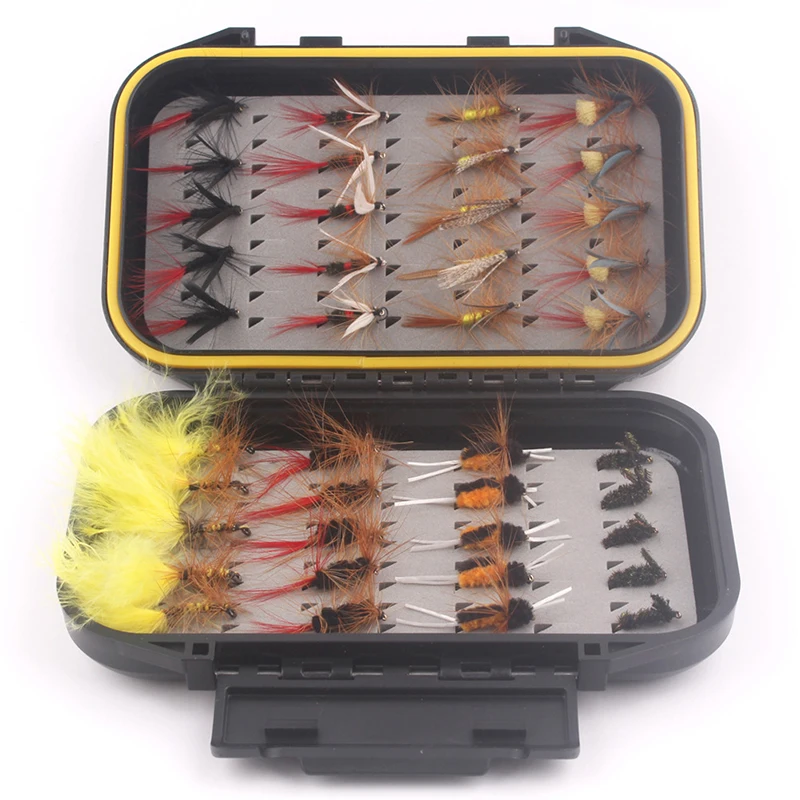 Artificial Bionic Fly Hook Lures Fishing Gear Fake Bait Set 40 Pack Mixed Color Fly Hook Set Fishing Gear Accessories jooyoo