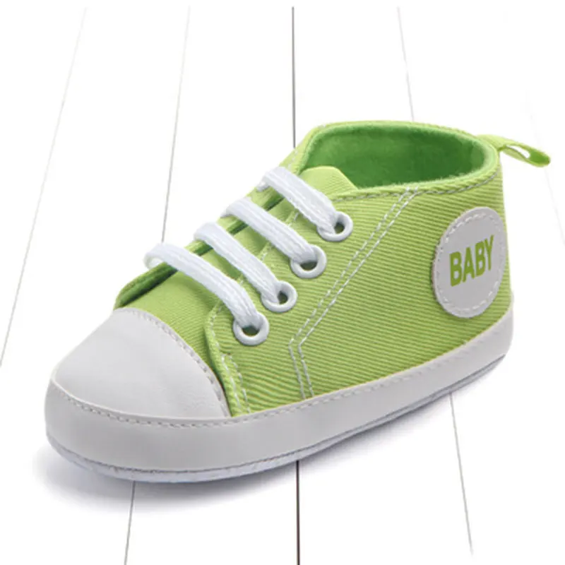 Парусиновая обувь для новорожденных; прогулочные спортивные кроссовки для мальчиков и девочек; обувь для малышей; нескользящая Мягкая подошва для малышей - Цвет: green