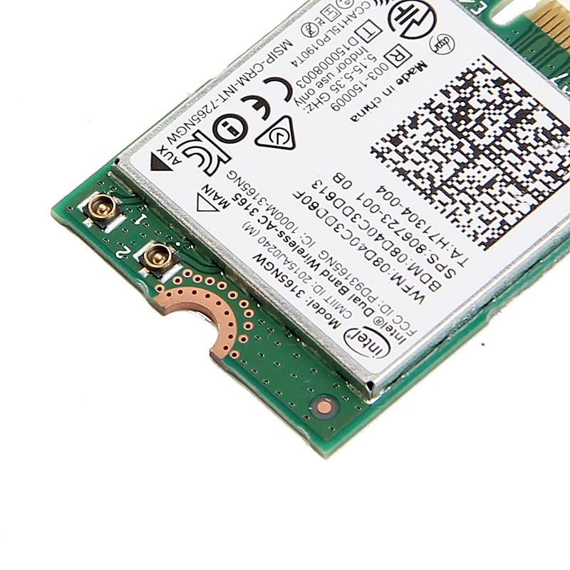 Двухдиапазонный 2,4G/5 ГГц 433 Мбит/с беспроводной AC 3165 NGFF 802.11ac WiFi Intel 3165NGW M.2 WLAN карта+ Bluetooth 4,0 сетевой мини-адаптер