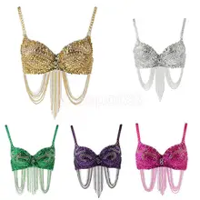 Винтажный Топ для танца живота, бюстгальтер с блестками и бусинами, Клубная одежда, костюмы для выступлений на сцене, костюмы для Хэллоуина, вечерние платья