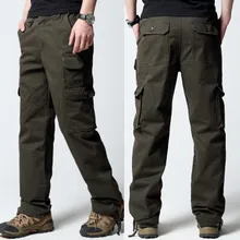 Летние тонкие свободные повседневные брюки для мужчин размера плюс длинные хлопковые прямые брюки карго комбинезоны L-6XL