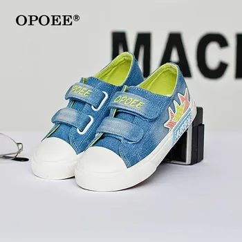 

OPOEE Children Canvas Shoes Girls Casual Shoes Boys Washed Denim Shoes Students Spring Autumn Flats Baby Casual Flats Hook &loop