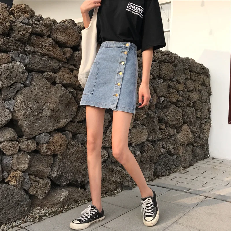 2 цвета Mihoshop Ulzzang Корейская женская модная одежда летняя простая джинсовая юбка с