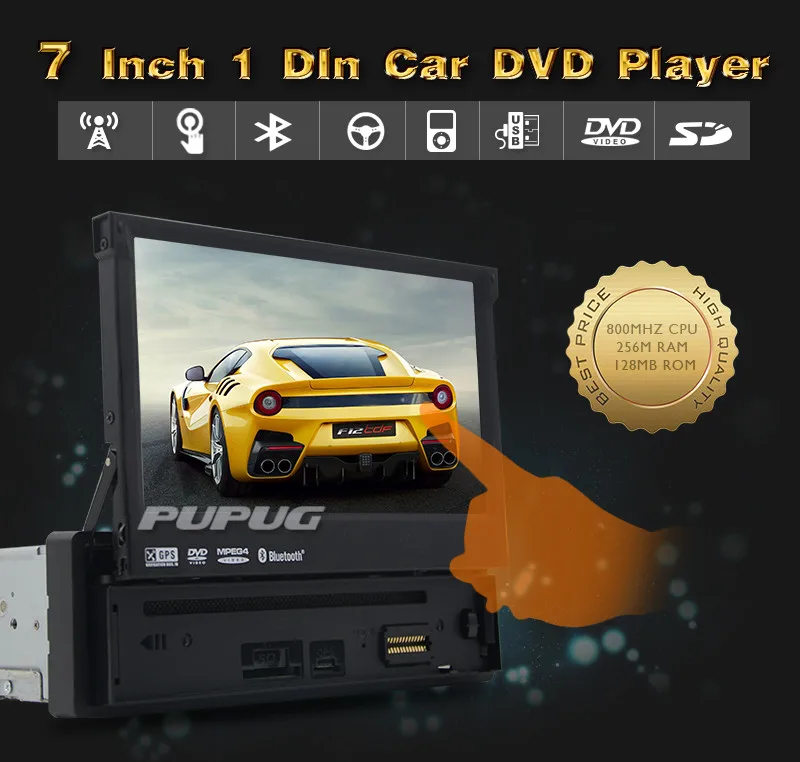 Best Single-DIN 7 inch Motorized car styling Car DVD Player Receiver Bluetooth Detachable Front Panel Wireless GPS Car Stereo in dash 0 Best Single-DIN 7 inch Motorized car styling Car DVD Player Receiver Bluetooth Detachable Front Panel Wireless GPS Car Stereo in dash 0