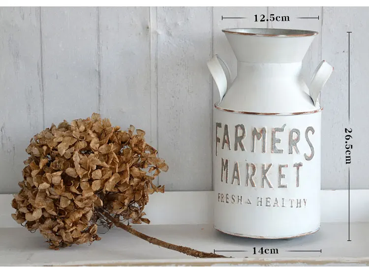 artificial flowers arrange handcrafted metal white antique milk bucket (2)