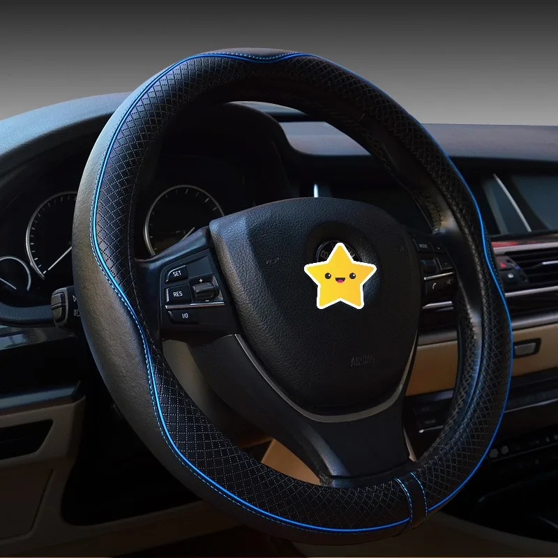 

Top Layer Lether Universal Car Steering-wheel 38CM Car-styling Auto Steering Wheel Covers Anti-Slip Automotive Accessories