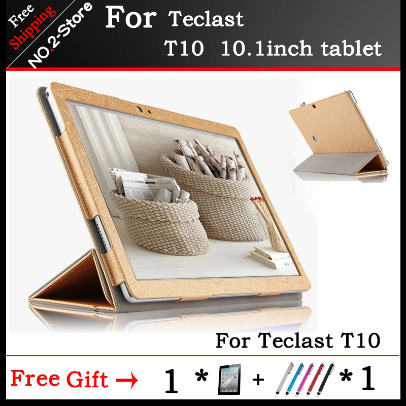 

High quality fashion 3-Fold Mangetic Closure Silk Flip Stand PU Leather Case for Teclast T10/T20 10.1inch tablet pc