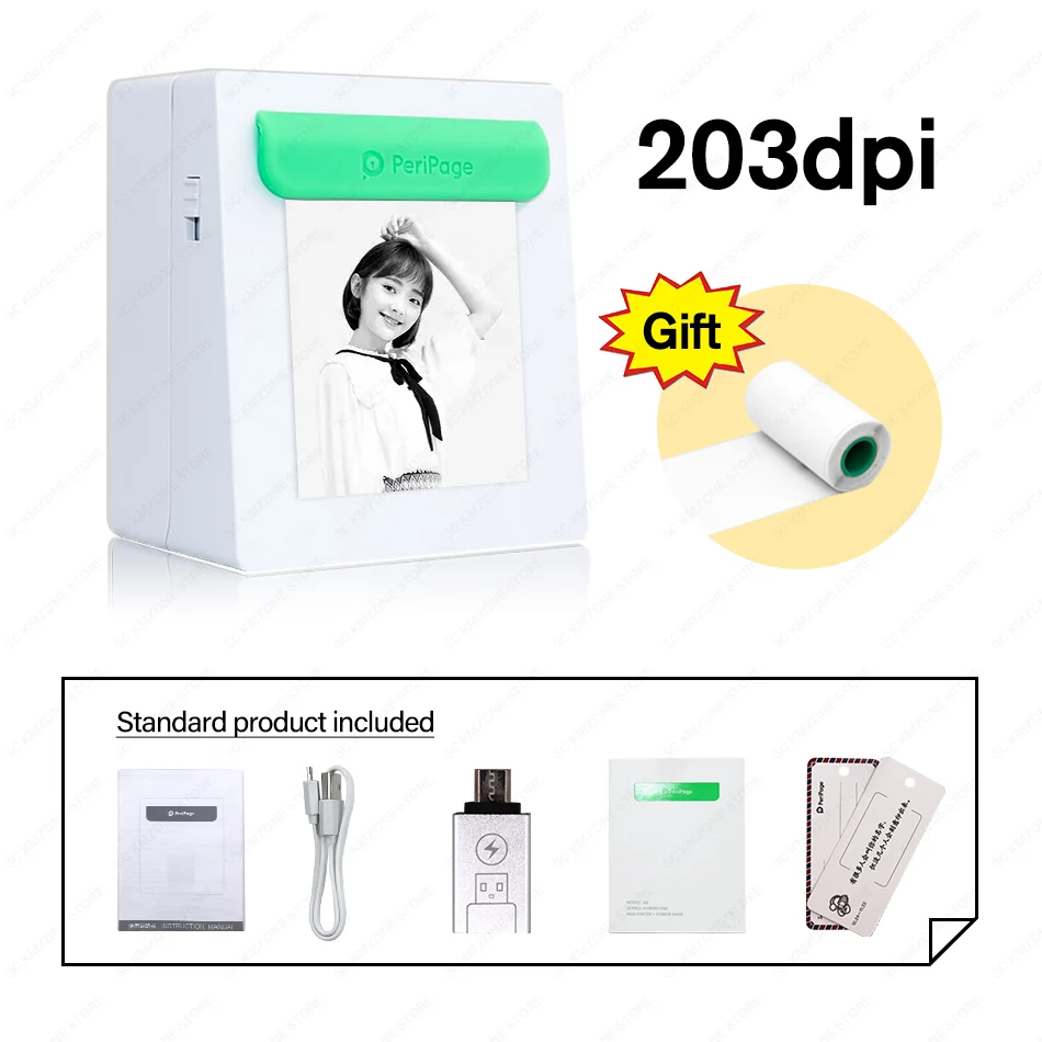 1 pcs 203dpi Printer A6 PeriPage Мини Портативный Bluetooth беспроводной бумажный фотопринтер Карманный термопечать USB соединение Impresoras Fotos бумага - Цвет: 1 pcs 203dpi Printer