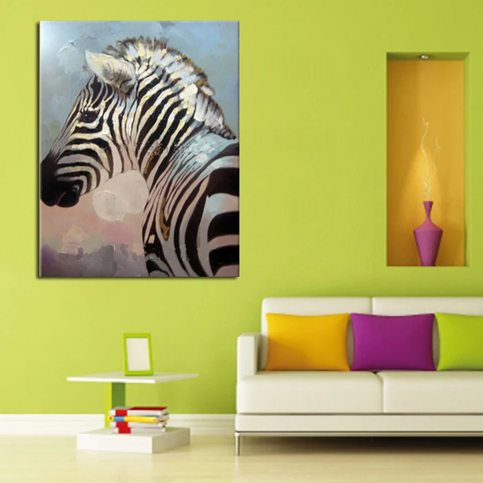 

Free shipping Lovely Zebra Handpainted Modern Abstract Home Decorative Oil Painting On Canvas Wall Art For Living Room Decor