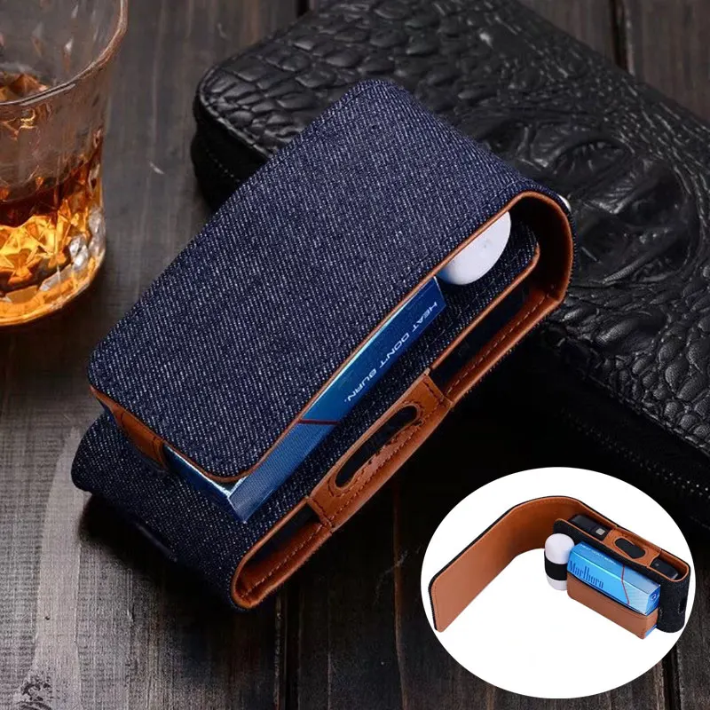 bilder für Denim Leder Telefon Tasche Gürtelclip-beutel Taille Geldbörse Fall Abdeckung für Handy für IQOS Elektronische Zigaretten Tragetasche bilder für Denim Leder Telefon Tasche Gürtelclip-beutel Taille Geldbörse Fall Abdeckung für Handy für IQOS Elektronische Zigaretten Tragetasche